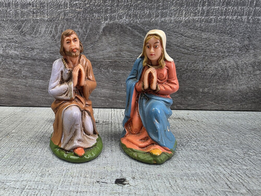 Christmas Nativity Bavarian Forest Germany 1950s Mary Joseph Vtg 101.12